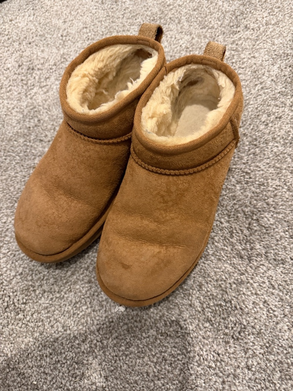 UGGS Cozy Suede-Look Fur-Lined Slip-On Boots in Chestnut